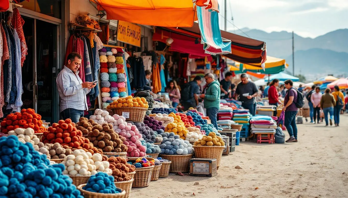 Mercado de telas colorido en Antofagasta
