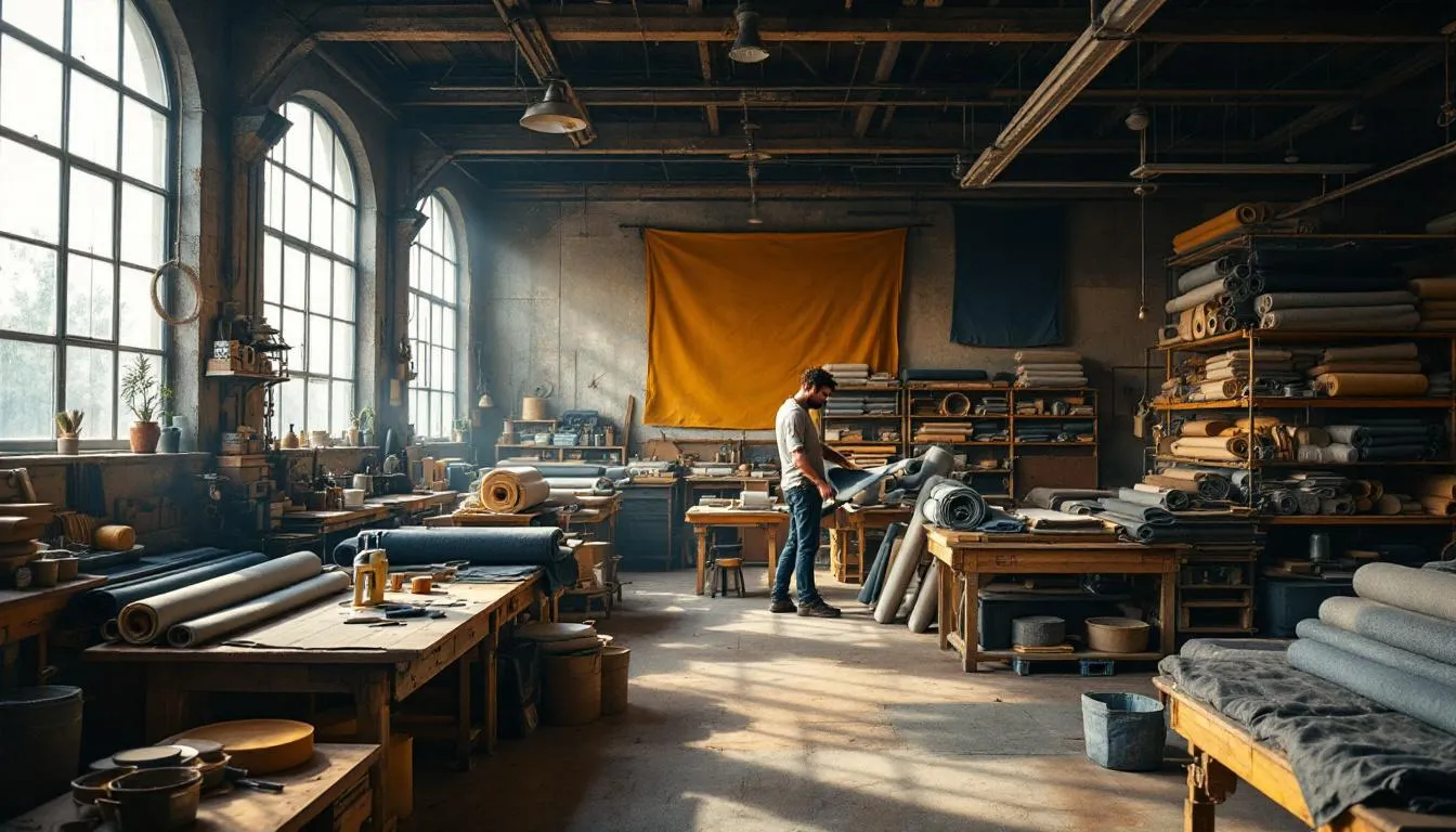 Taller de telas resistentes con luz natural