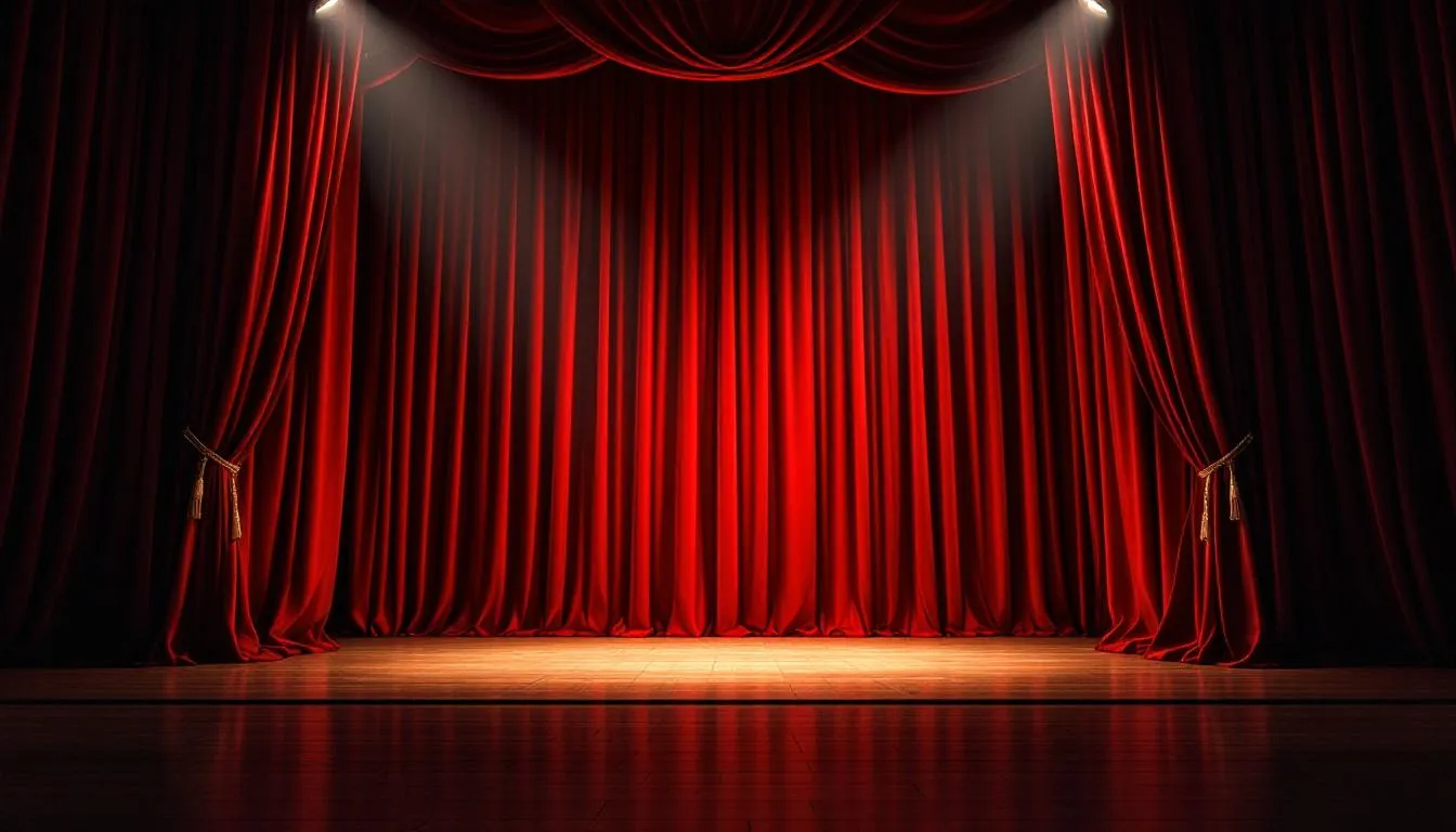 Escenario teatral profesional con cortinas rojas