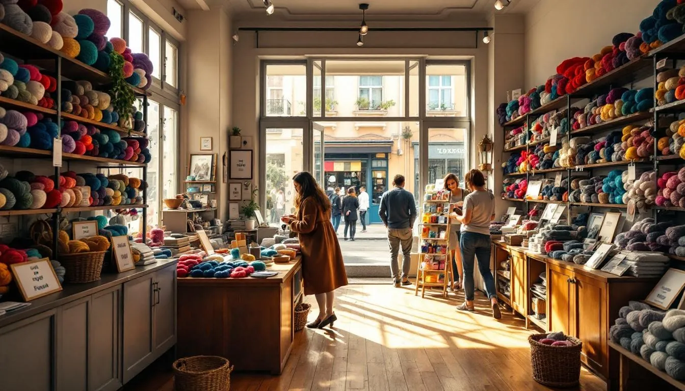 Tienda acogedora de lanas y tejidos en