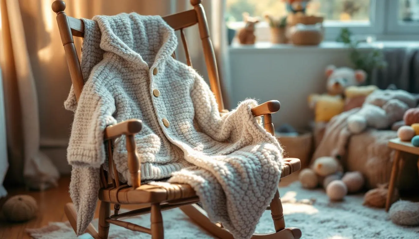 Habitación de bebé acogedora con chaqueta tejida