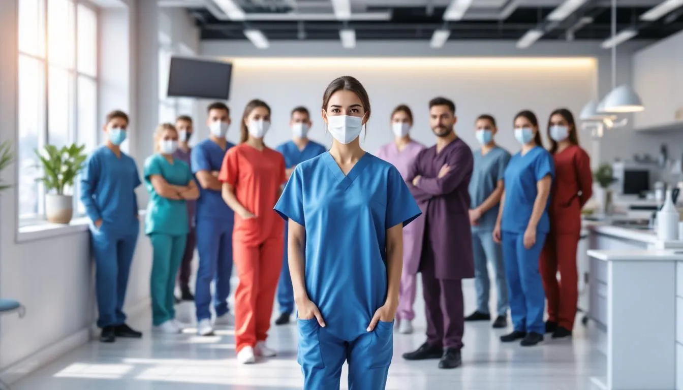 Clínica dental moderna con uniformes resistentes