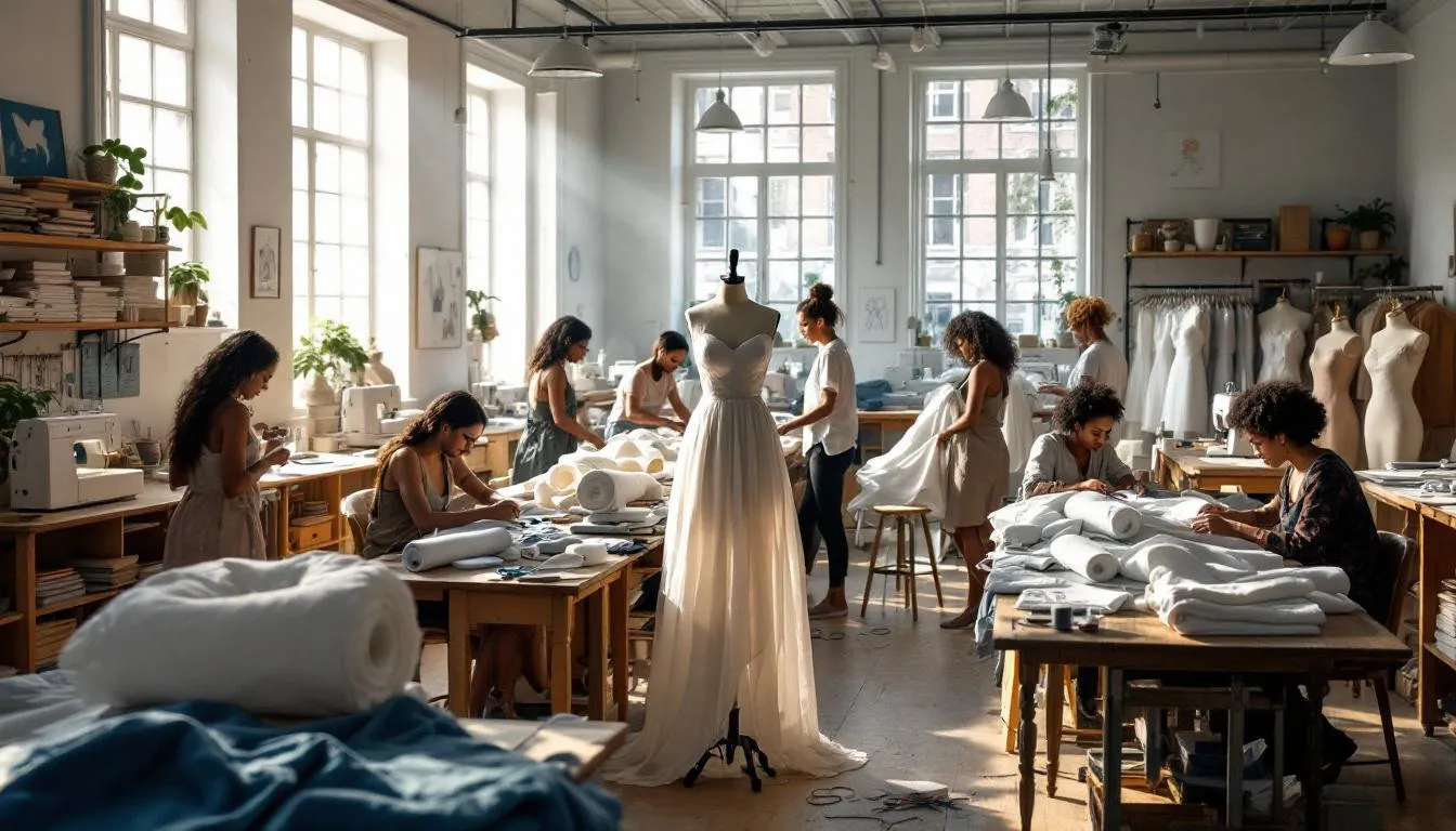 Taller de costura luminoso y diverso