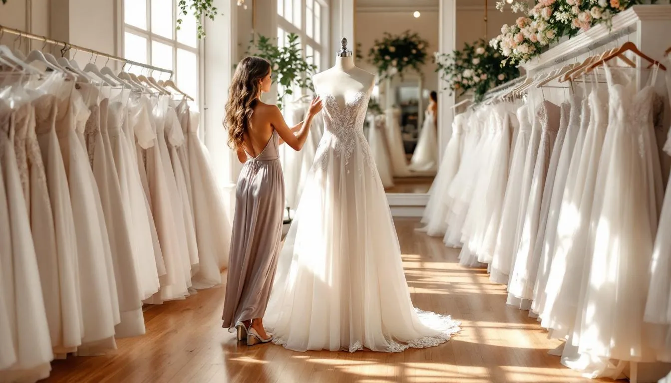 Boutique nupcial elegante con vestido Molde 1202