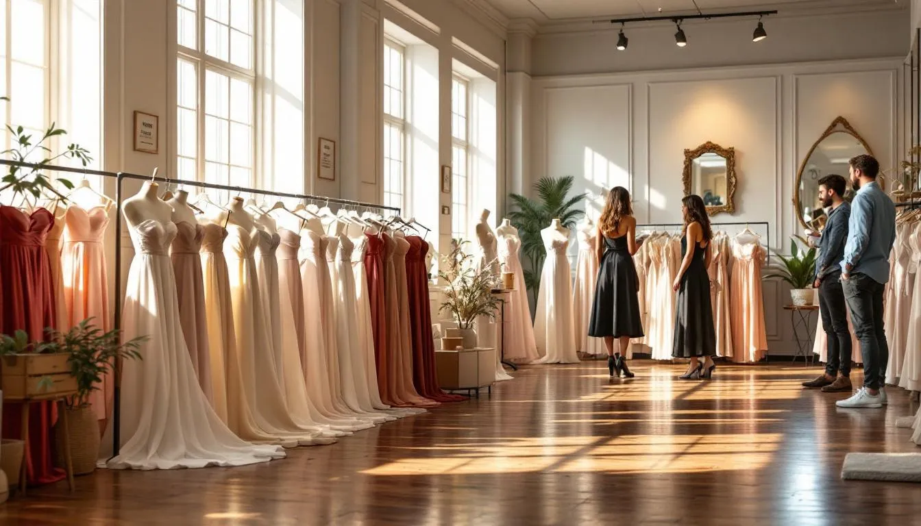 Interior boutique vestidos sin tirantes variados