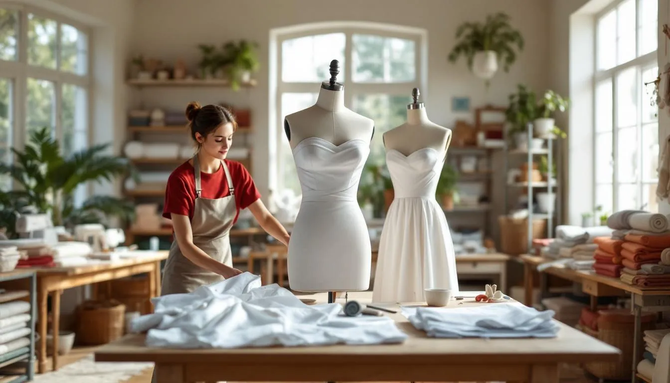 Estudio de costura luminoso y organizado