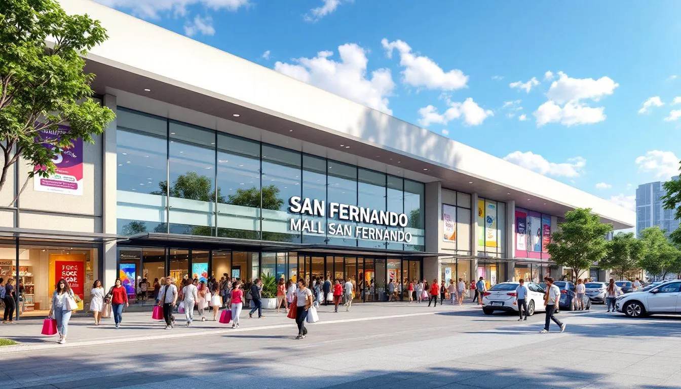 Entrada moderna del centro comercial San Fernando