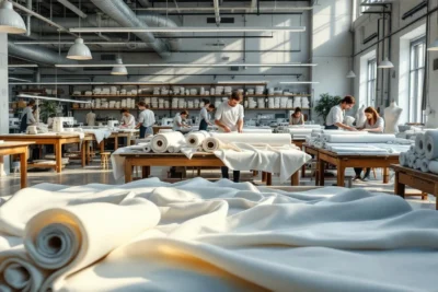 Taller textil moderno con telas de algodón