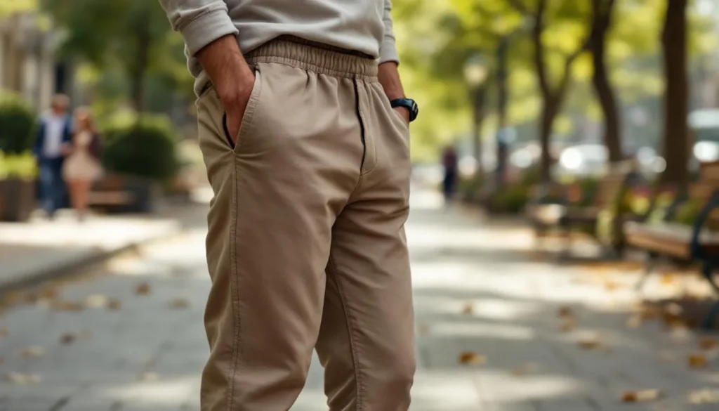 Hombre moderno con pantalones babucha cómodos