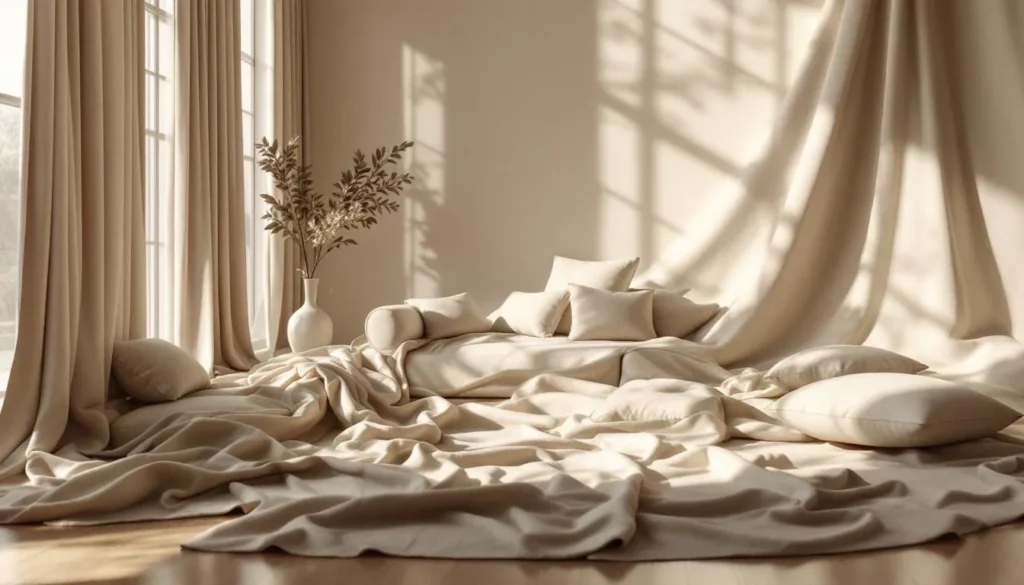 Interior luminoso con decoración beige elegante