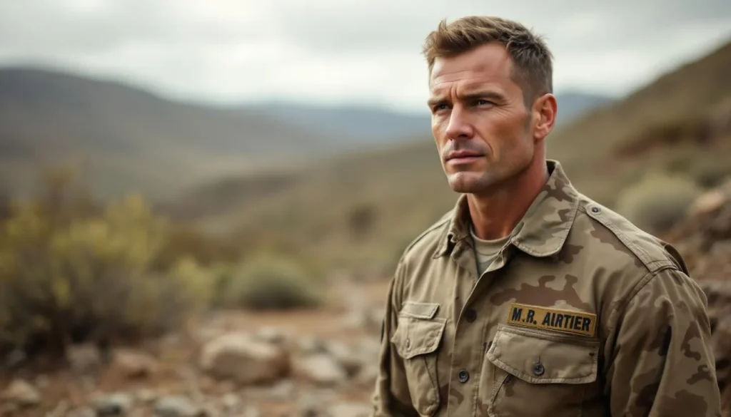 Hombre con camisa militar camuflaje natural