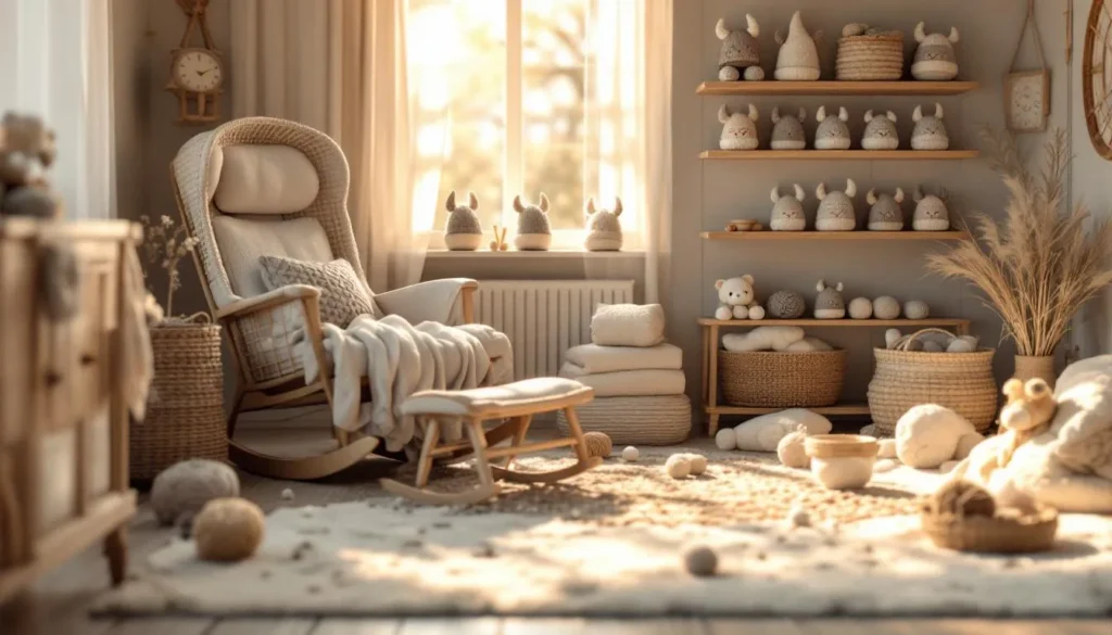 Habitación infantil acogedora con gorros vikingos tejidos