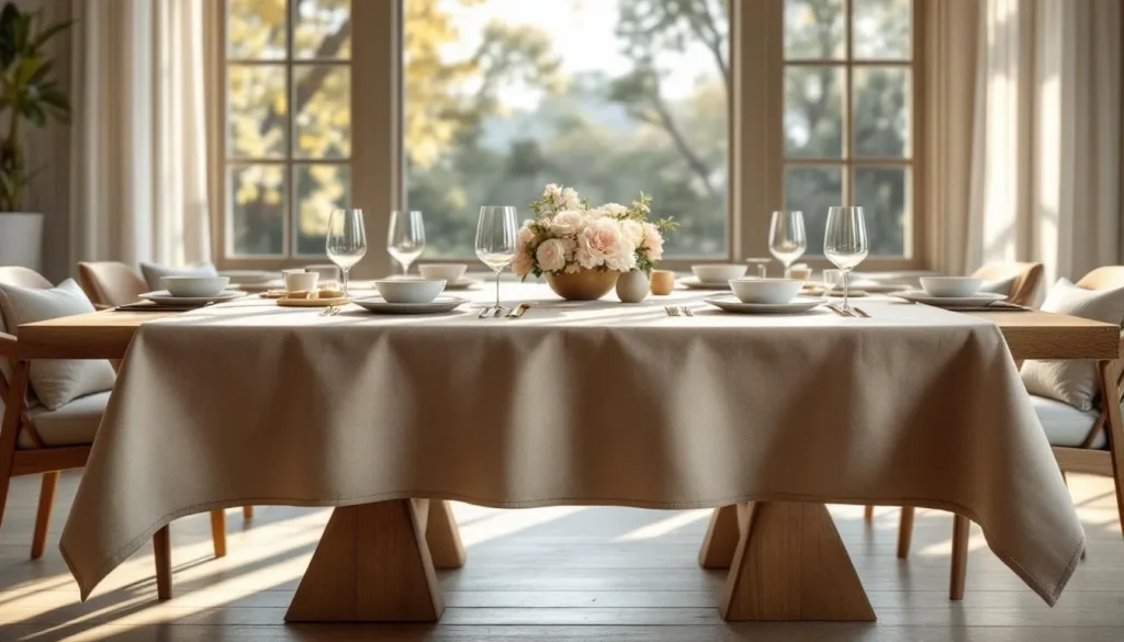 Comedor moderno con dos manteles distintos