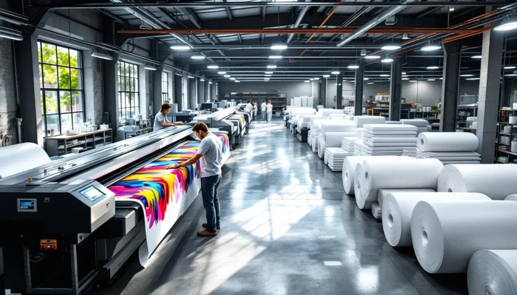 Taller moderno de impresión textil industrial