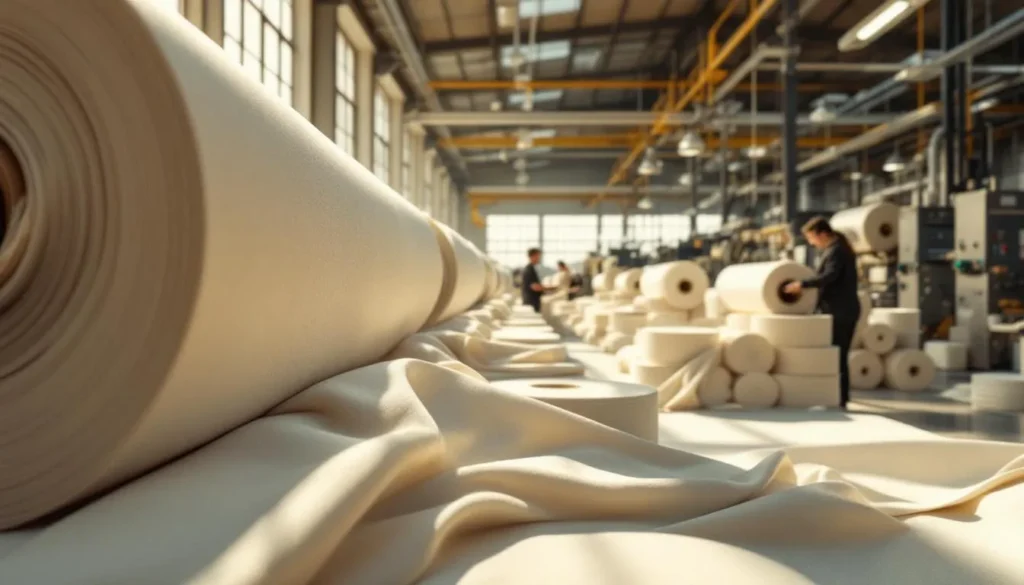 Interior de fábrica textil moderna organizada